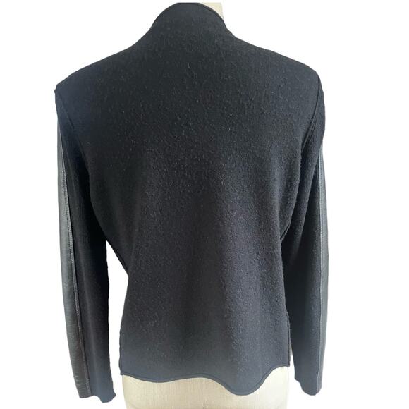 Brochu Walker Draped Collar Wool/ Cashmere Cardigan Sweater in Black Size Medium - Picture 3 of 6